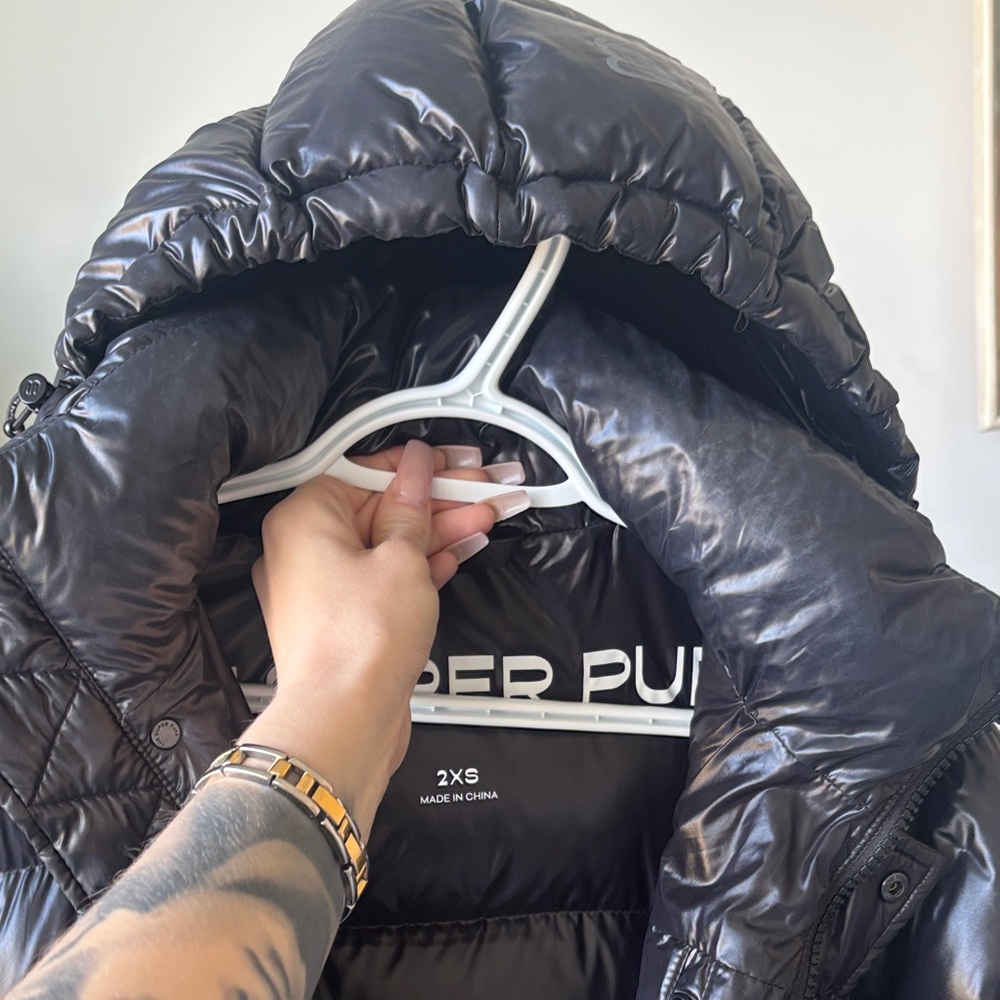 Aritzia Shiny Black Long Puffer Coat - Picture 2 of 3